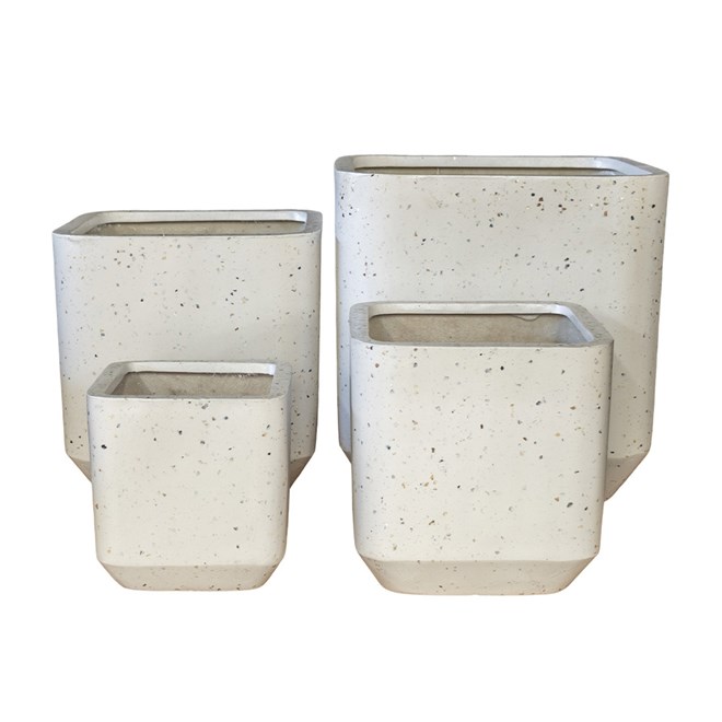 Grayson Square Pot 45x46cm White Terrazzo Large
