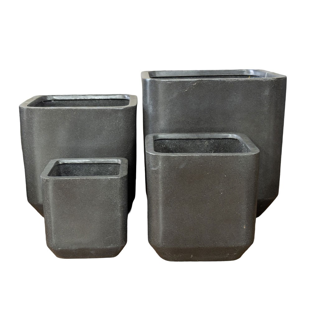 Grayson Square Pot 36x37cm Black Medium