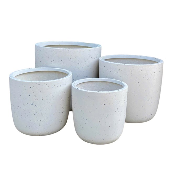 Prague Egg Pot 54 x 48cm White Terrazzo