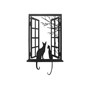 Cat Window Wall Art 22X40cm