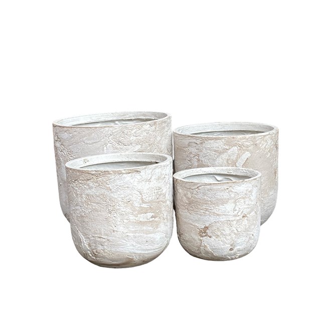 Northcote Pottery Odyssey Drum Pot 24X20cm White Pietra