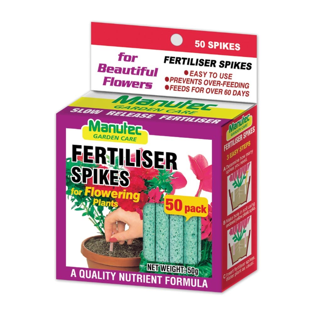 Manutec Fertiliser Spikes Flowering Plants - 50 Pack