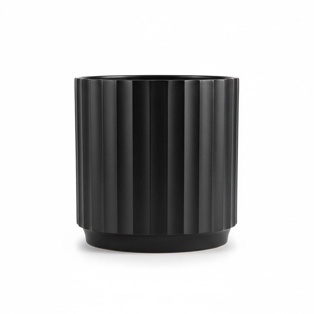Cedar Tapered Cylinder Pot - Black 23 x 23cm - Large