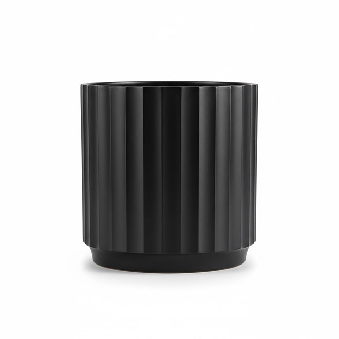 Cedar Tapered Cylinder Pot - Black 23 x 23cm - Large