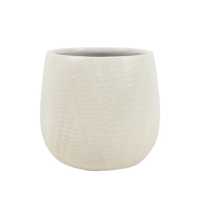 Hisako Round Pot - White  26 x 21cm Large