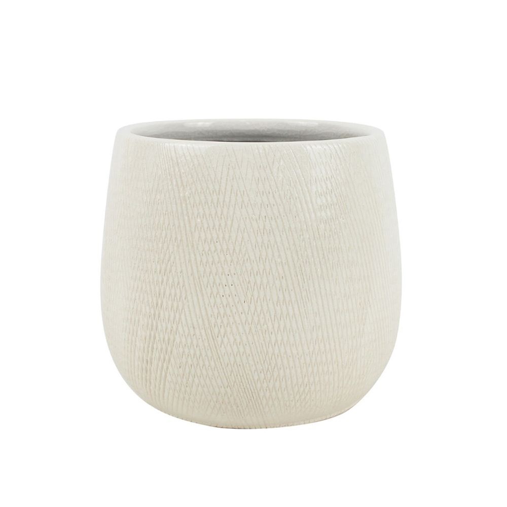 Hisako Round Pot - White 18 x  16cm - Small