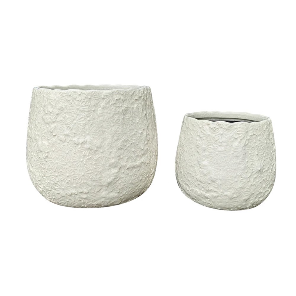 Grace Drum Pot Ecru 26 x 21.5cm - Large