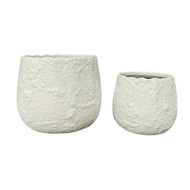 Grace Drum Pot Ecru 26 x 21.5cm - Large