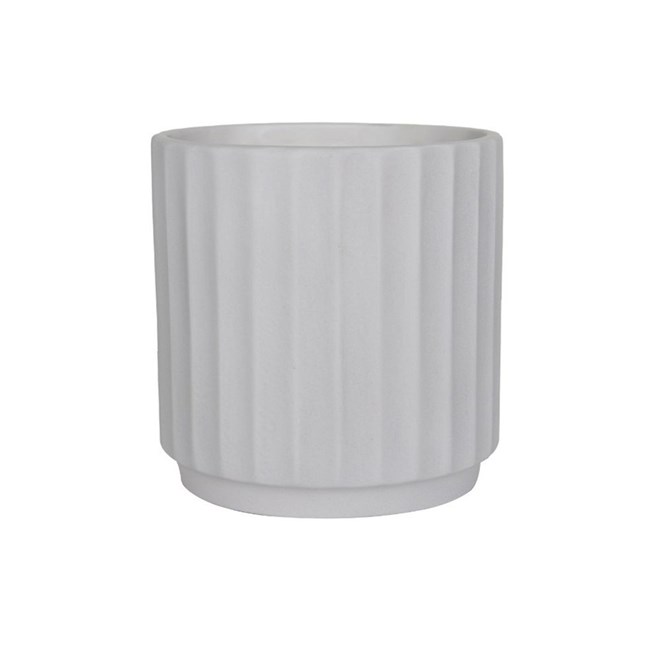 Cedar Tapered Cylinder Pot - White 16 x 16cm  - Medium