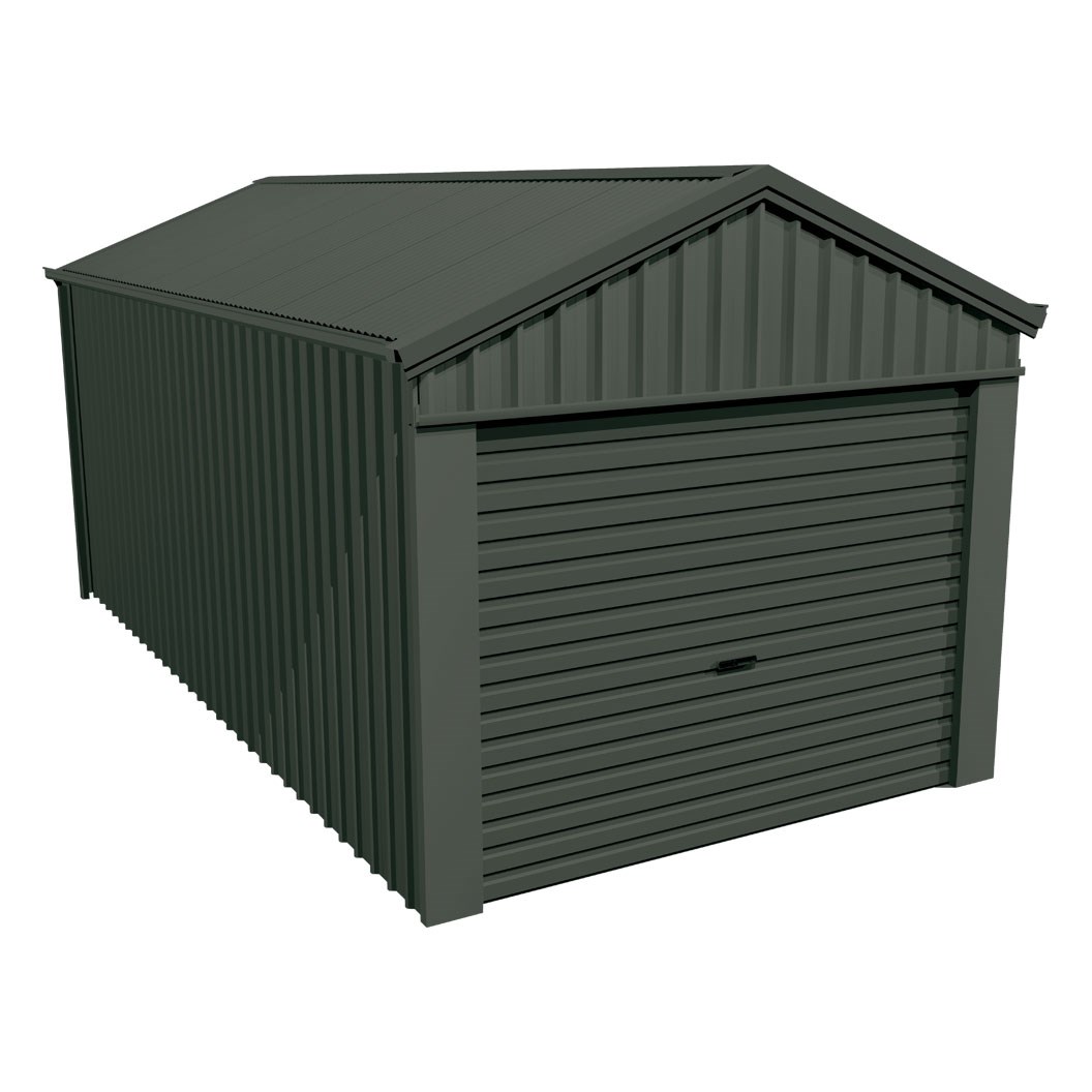Domestic Gable Roof Shed Single Garage 3.16 x 6.21 x 2.4m Gable End Roller Door Slate Grey
