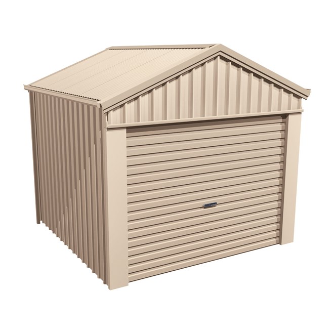 Domestic Gable Roof Shed Stubbie 3.16 x 3.16 x 2.4m Gable End Roller Door Merino