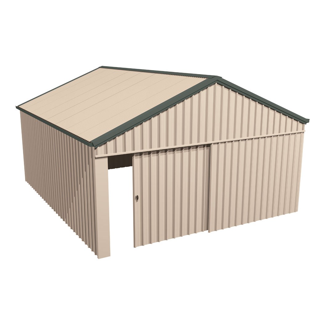 Domestic Gable Roof Shed Double Garage 5.45 x 6.21 x 2.4m Double Gable End Sliding Doors Merino