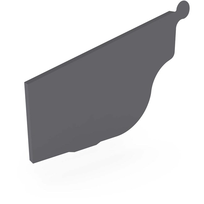 OG Gutter 125 Ribbed Stop End Left Hand Granite