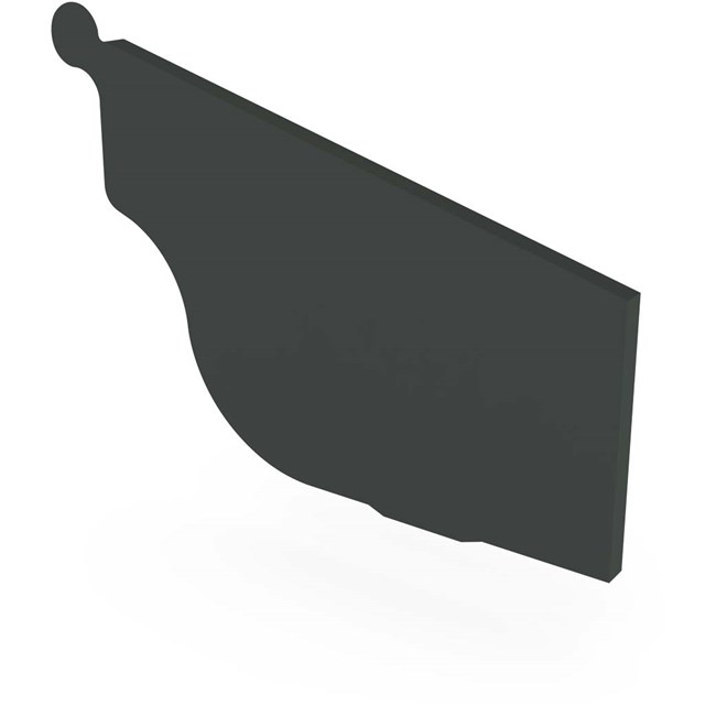 OG Gutter 125 Ribbed Stop End Right Hand Gun Metal Grey