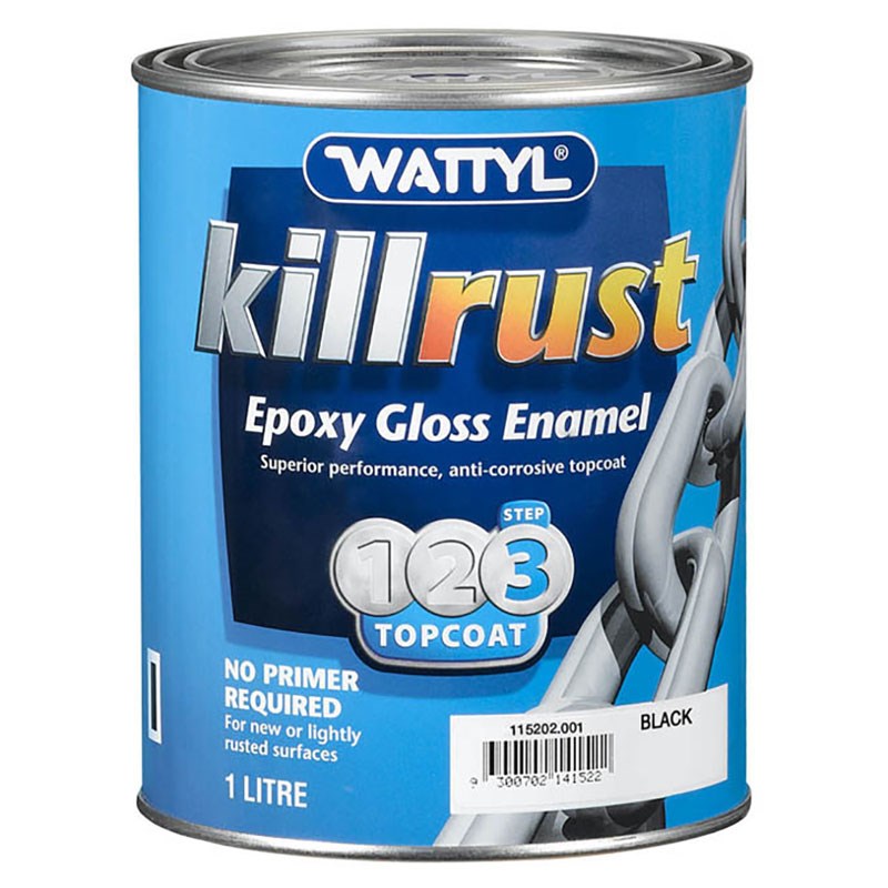 Wattyl Killrust Gloss Enamel Black 1L