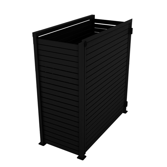 Slat Pool Pump Cover 600 x 1594 x 1500mm Black Single Door No Lid