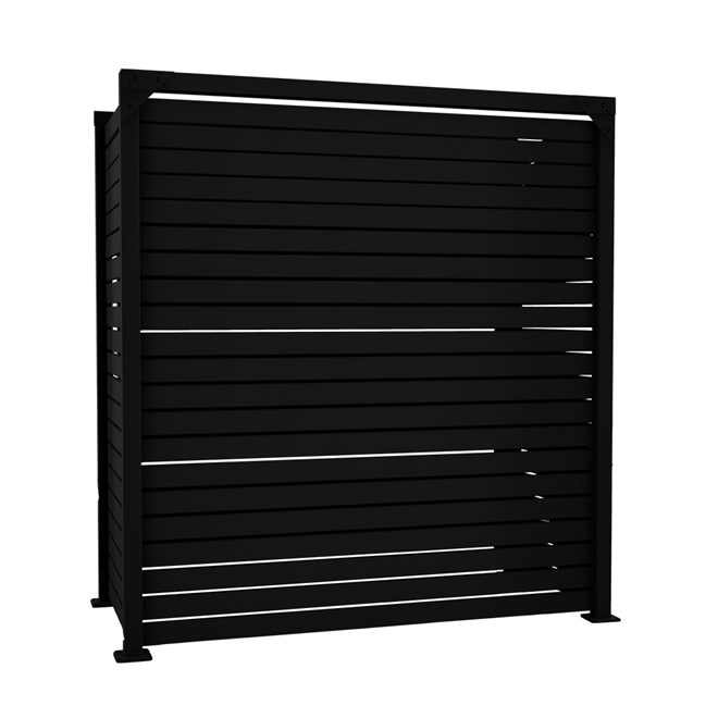 Slat Pool Pump Cover 600 x 1594 x 1500mm Black Single Door No Lid