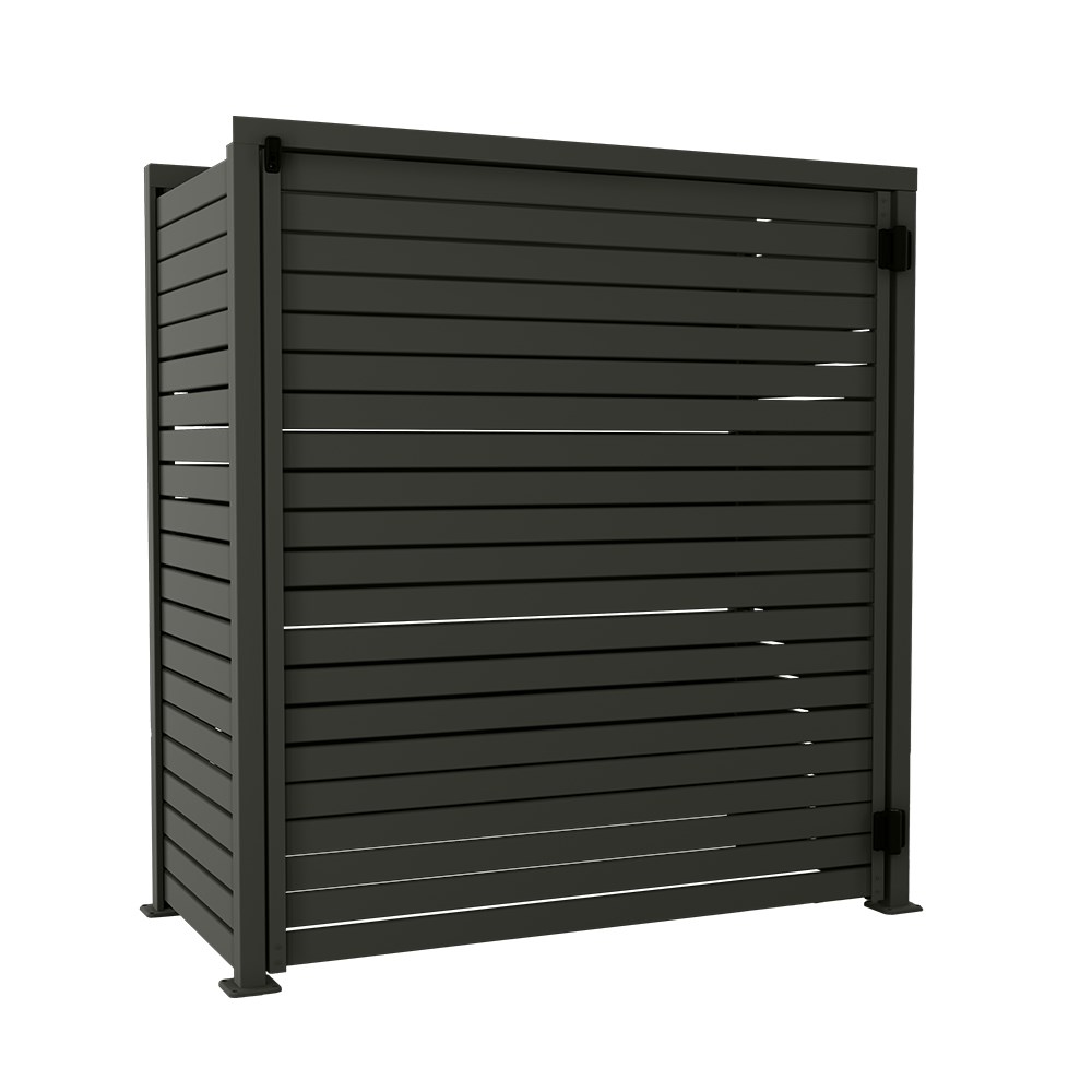 Slat Pool Pump Cover 600 x 1594 x 1500mm Slate Grey Single Door No Lid