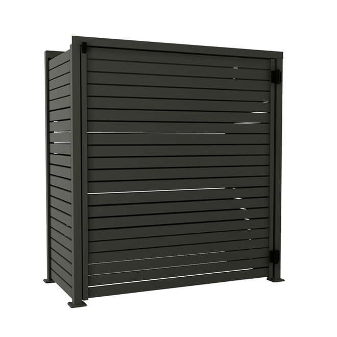 Slat Pool Pump Cover 600 x 1594 x 1500mm Slate Grey Single Door No Lid