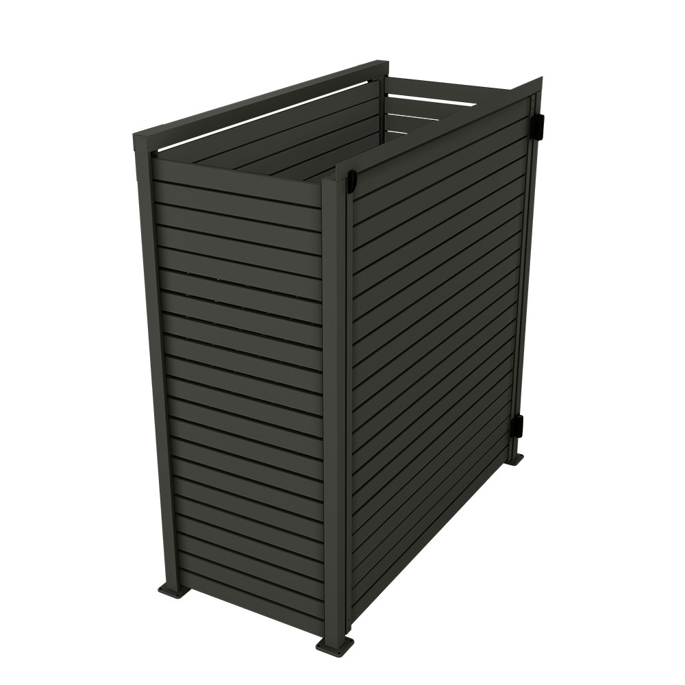 Slat Pool Pump Cover 600 x 1594 x 1500mm Slate Grey Single Door No Lid