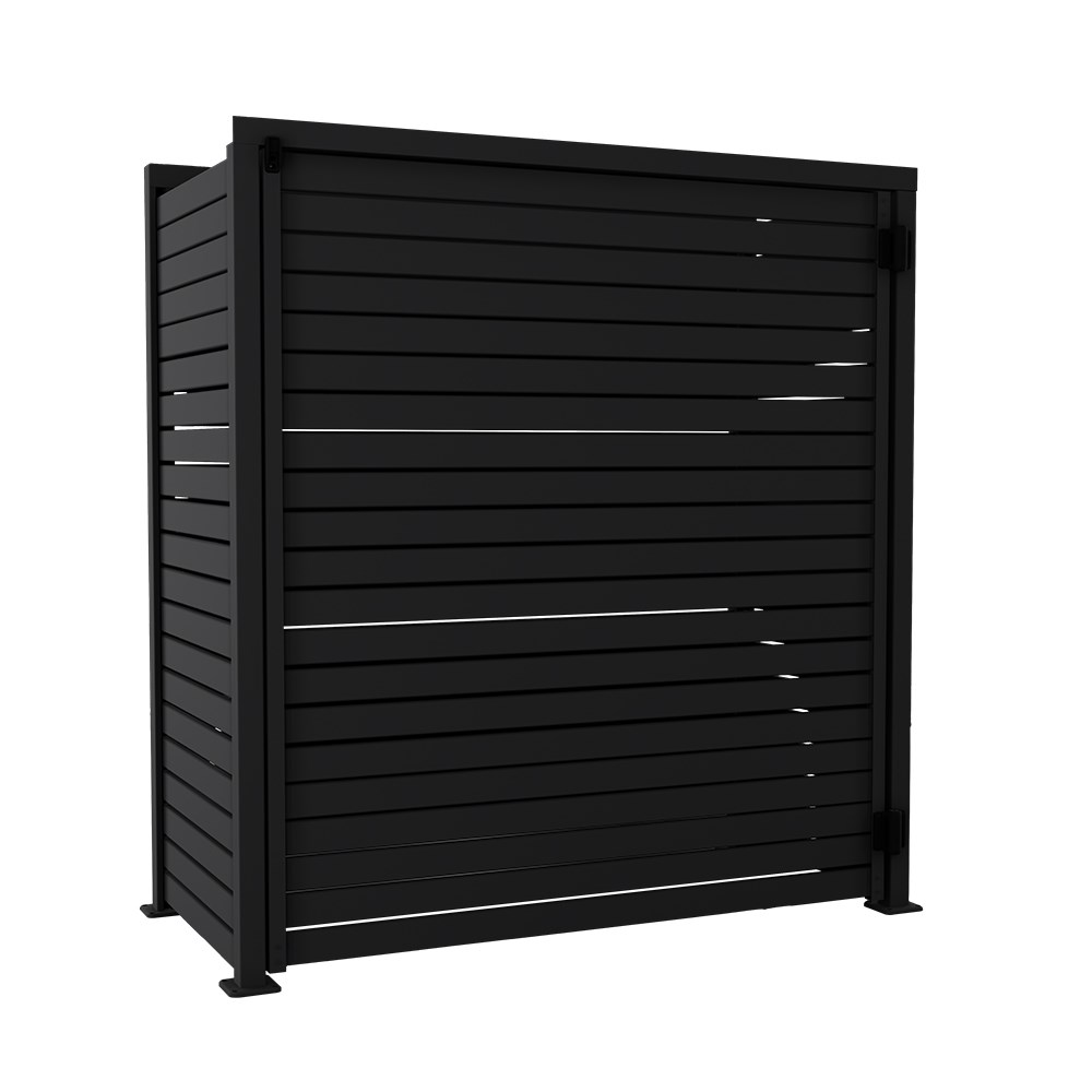 Slat Pool Pump Cover 600 x 1594 x 1500mm Gun Metal Grey Single Door No Lid