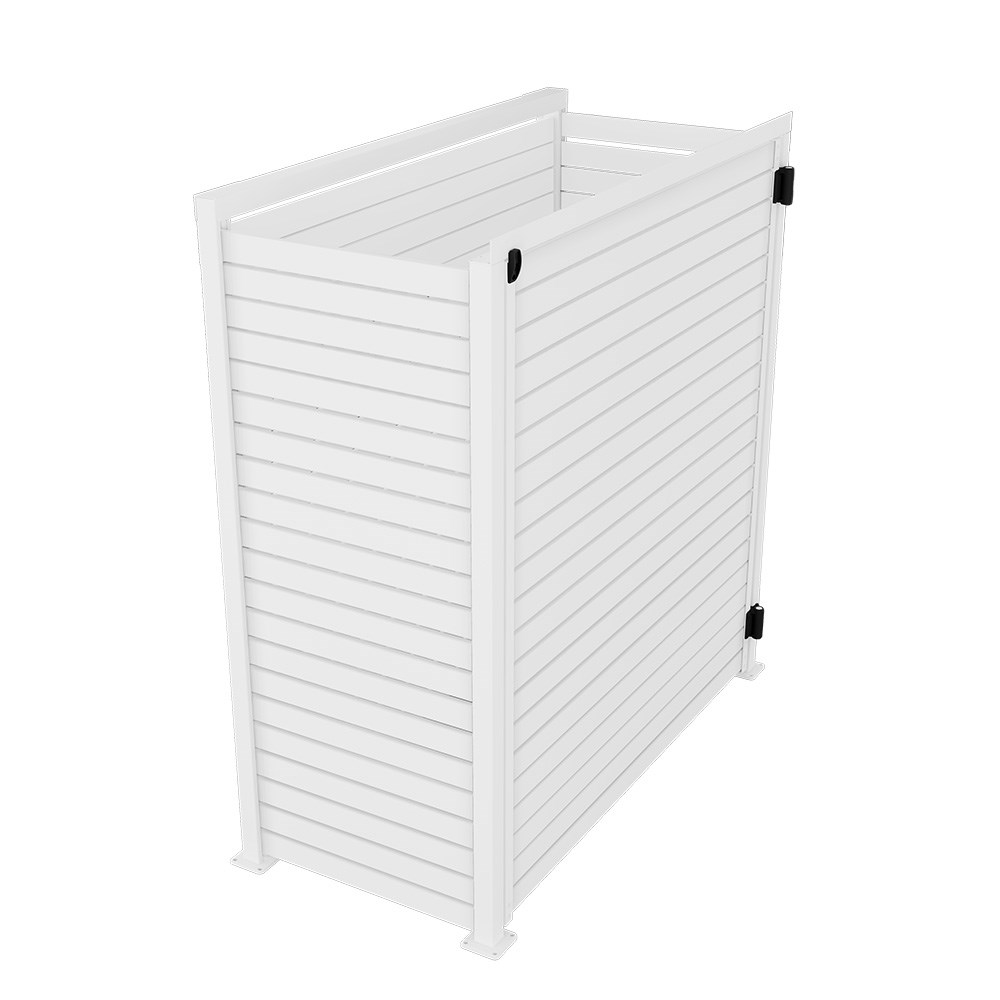 Slat Pool Pump Cover 600 x 1594 x 1500mm White Single Door No Lid