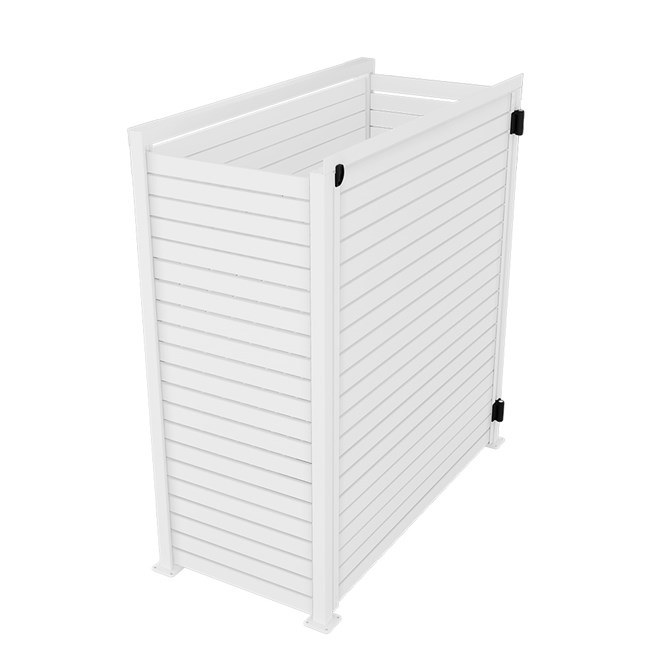 Slat Pool Pump Cover 600 x 1594 x 1500mm White Single Door No Lid