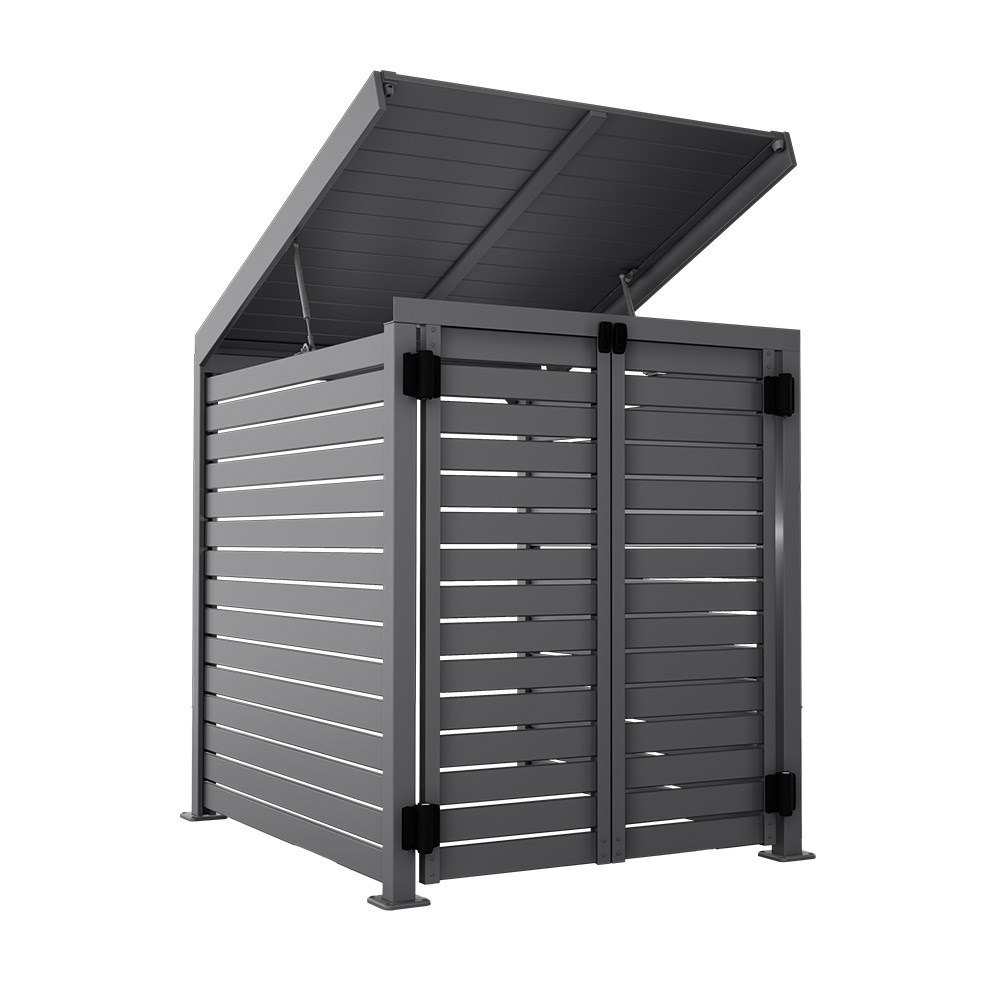 Slat Pool Pump Cover 1150 x 1204 x 982mm Granite Double Door With Lid