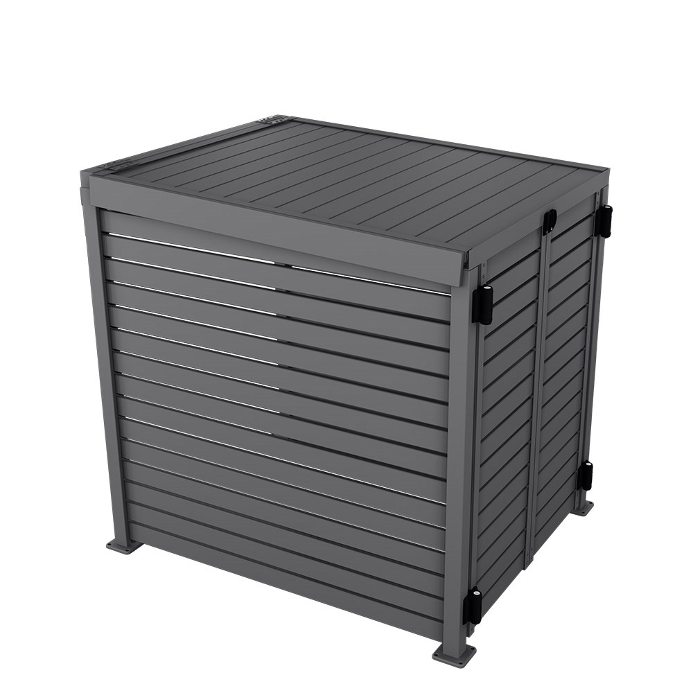 Slat Pool Pump Cover 1150 x 1204 x 982mm Granite Double Door With Lid