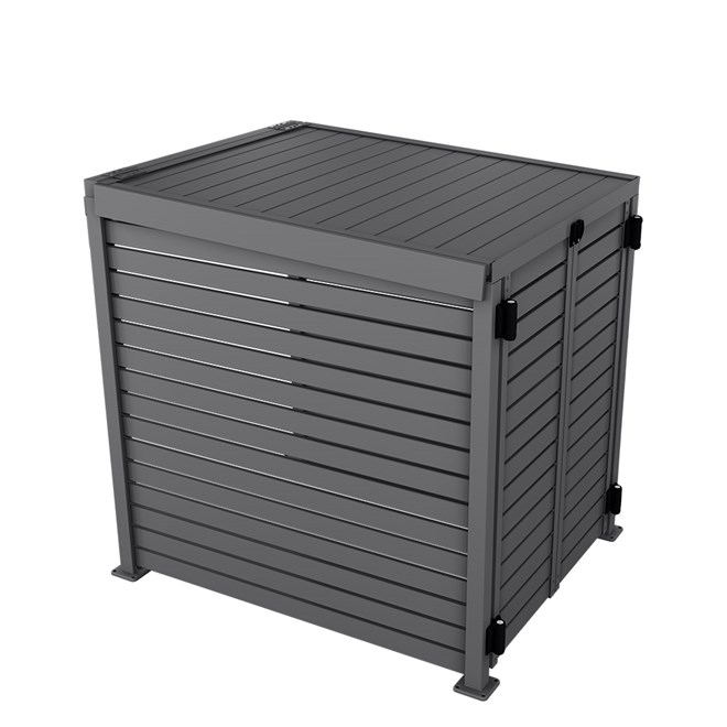 Slat Pool Pump Cover 1150 x 1204 x 982mm Granite Double Door With Lid