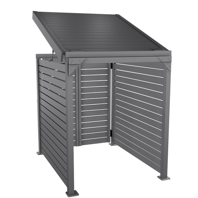 Slat Pool Pump Cover 1150 x 1204 x 982mm Granite Double Door With Lid