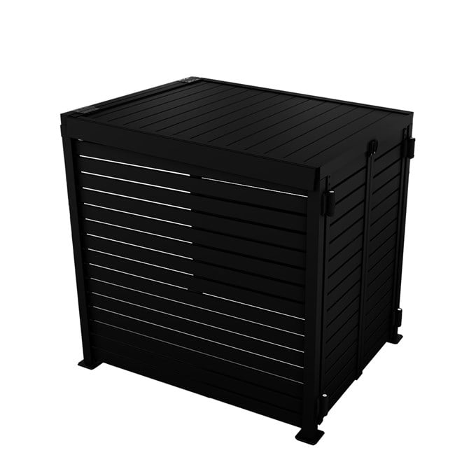 Slat Pool Pump Cover 1150 x 1204 x 982mm Black Double Door With Lid