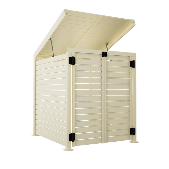 Slat Pool Pump Cover 1150 x 1204 x 982mm Primrose Double Door With Lid