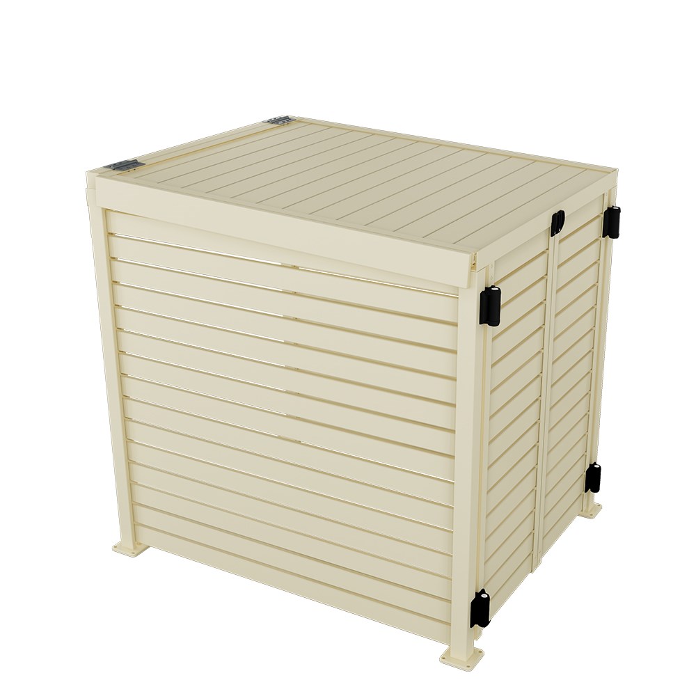 Slat Pool Pump Cover 1150 x 1204 x 982mm Primrose Double Door With Lid