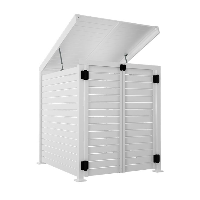 Slat Pool Pump Cover 1150 x 1204 x 982mm Off White Double Door With Lid