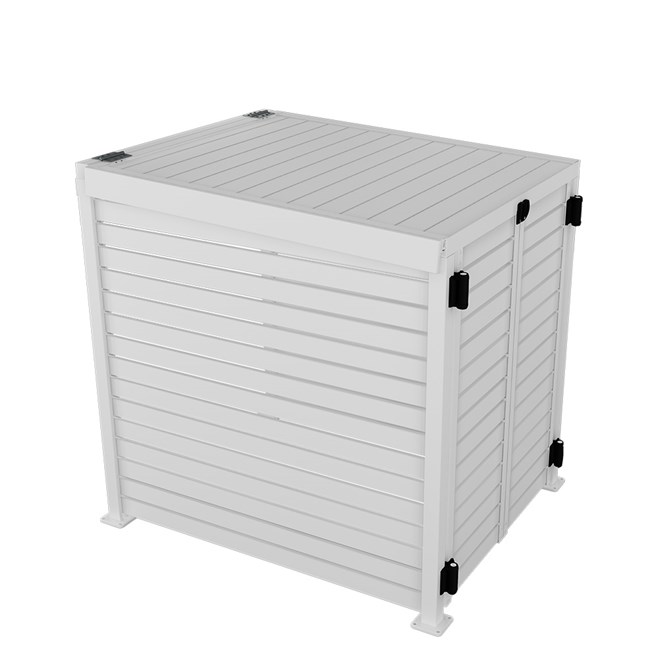 Slat Pool Pump Cover 1150 x 1204 x 982mm Off White Double Door With Lid