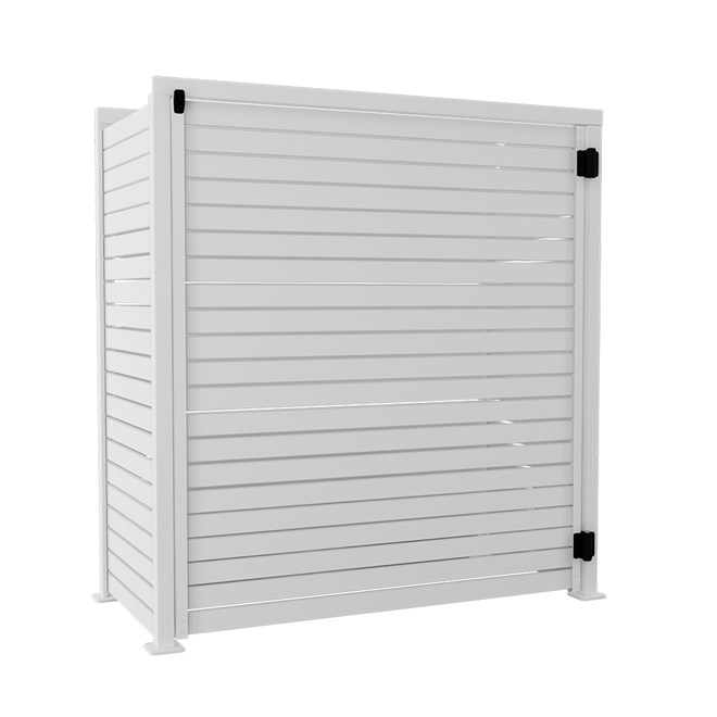 Slat Pool Pump Cover 600 x 1594 x 1500mm Off White Single Door No Lid