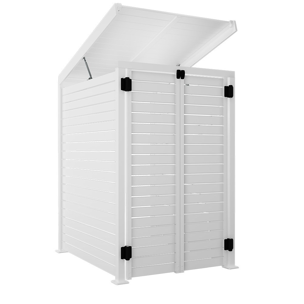 Slat Pool Pump Cover 1200 x 1489 x 982mm White Double Door With Lid