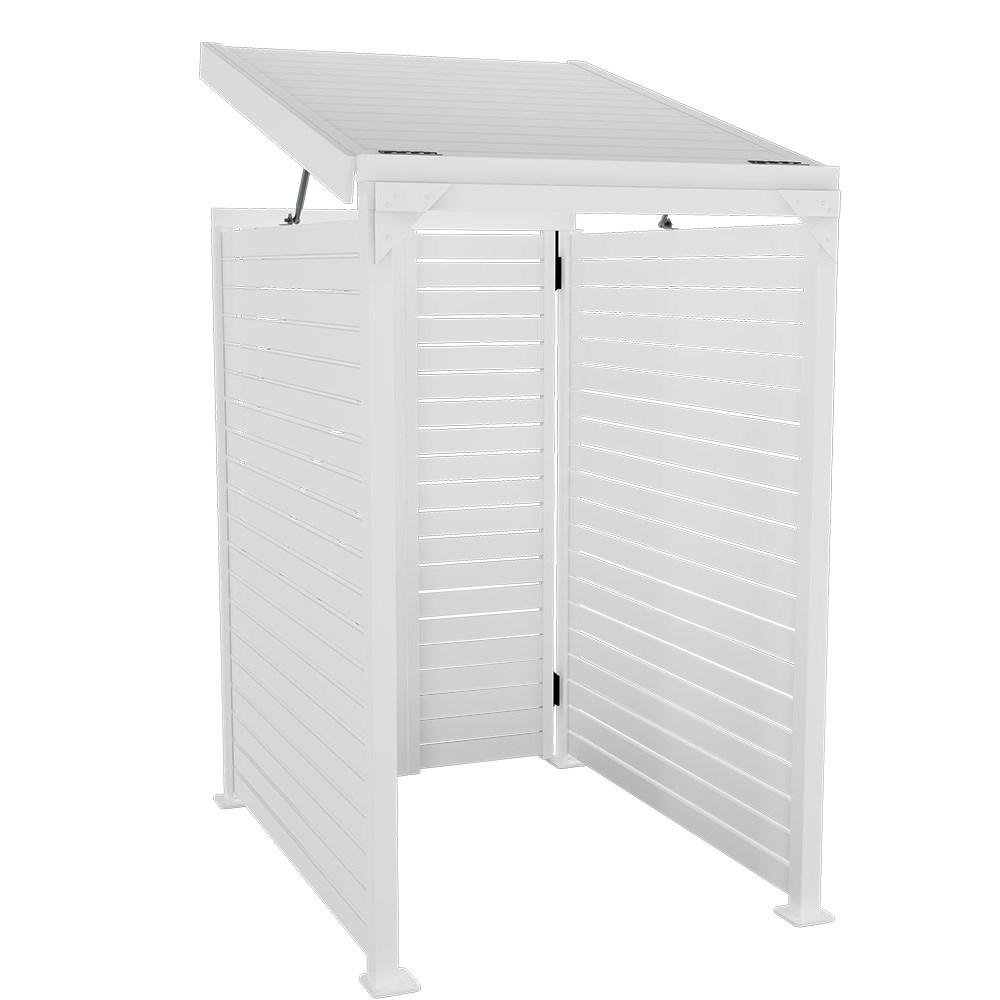 Slat Pool Pump Cover 1200 x 1489 x 982mm White Double Door With Lid