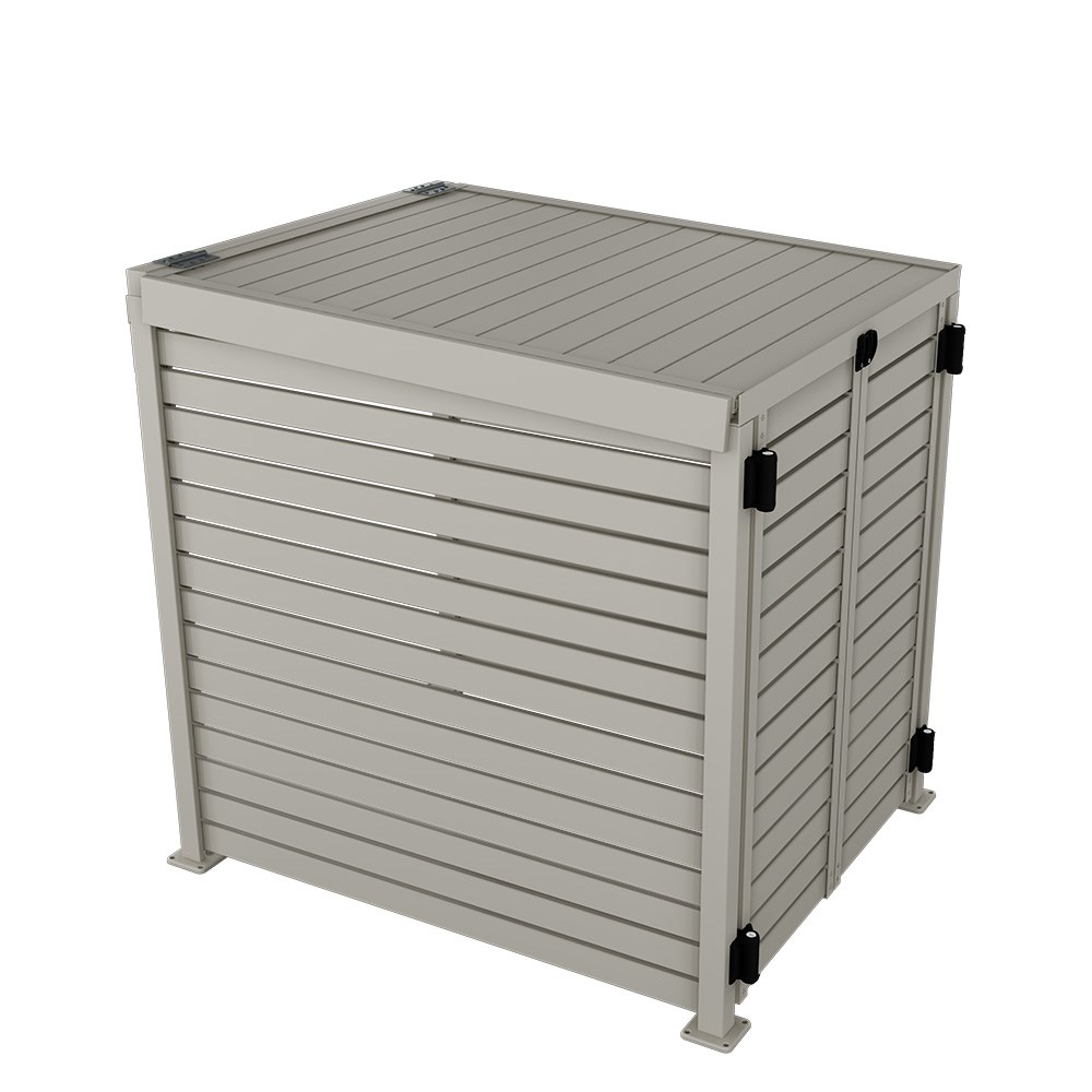 Slat Pool Pump Cover 1150 x 1204 x 982mm Birch Double Door With Lid