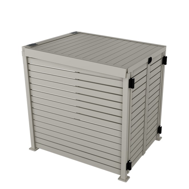 Slat Pool Pump Cover 1150 x 1204 x 982mm Birch Double Door With Lid
