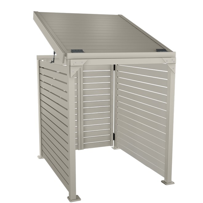 Slat Pool Pump Cover 1150 x 1204 x 982mm Birch Double Door With Lid