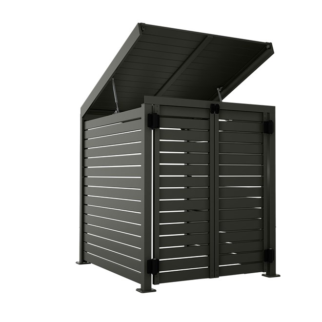 Slat Pool Pump Cover 1150 x 1204 x 982mm Slate Grey Double Door With Lid