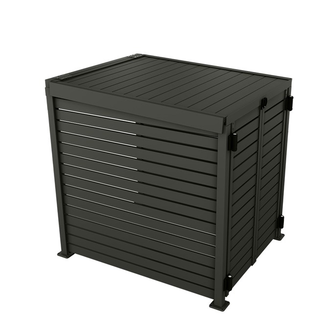 Slat Pool Pump Cover 1150 x 1204 x 982mm Slate Grey Double Door With Lid