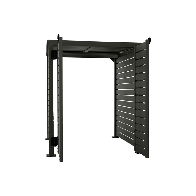 Slat Pool Pump Cover 1150 x 1204 x 982mm Slate Grey Double Door With Lid