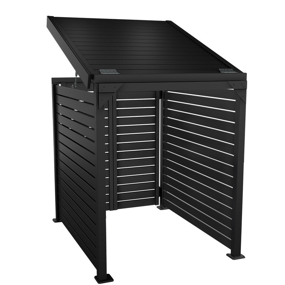 Slat Pool Pump Cover 1150 x 1204 x 982mm Gun Metal Grey Double Door With Lid