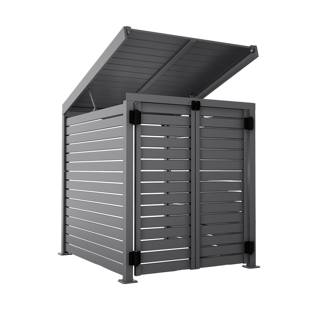 Slat Pool Pump Cover 1200 x 1134 x 982mm Granite Double Door With Lid