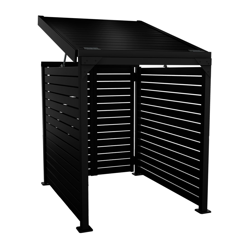 Slat Pool Pump Cover 1200 x 1134 x 982mm Black Double Door With Lid