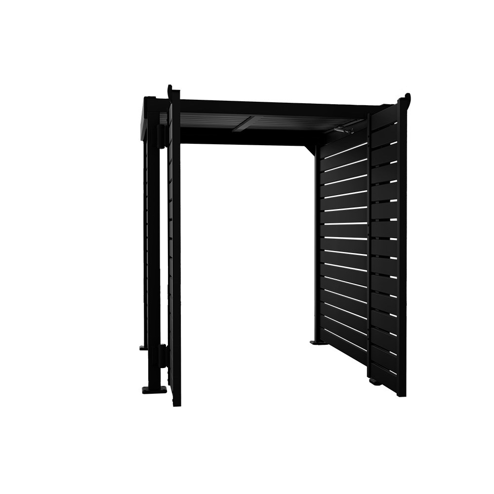 Slat Pool Pump Cover 1200 x 1134 x 982mm Black Double Door With Lid