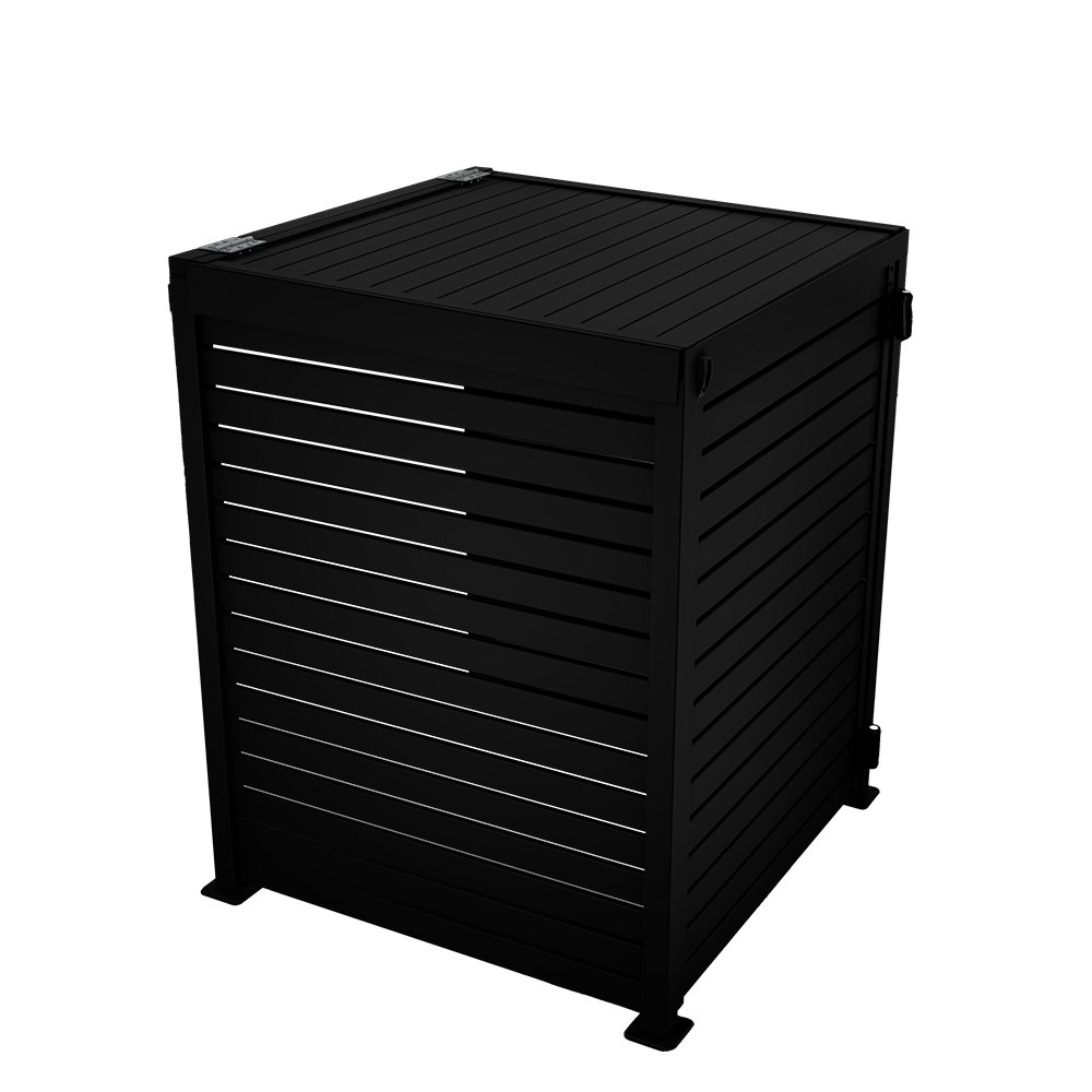 Slat Pool Pump Cover 1000 x 1204 x 916mm Black Single Door With Lid